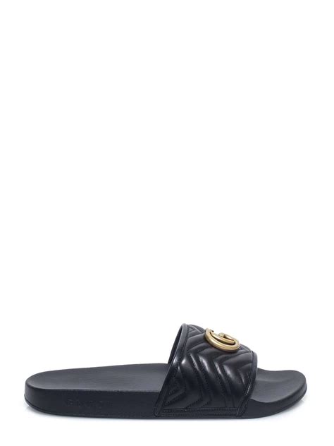 gucci men's matelassé leather slide|gucci men's sliders.